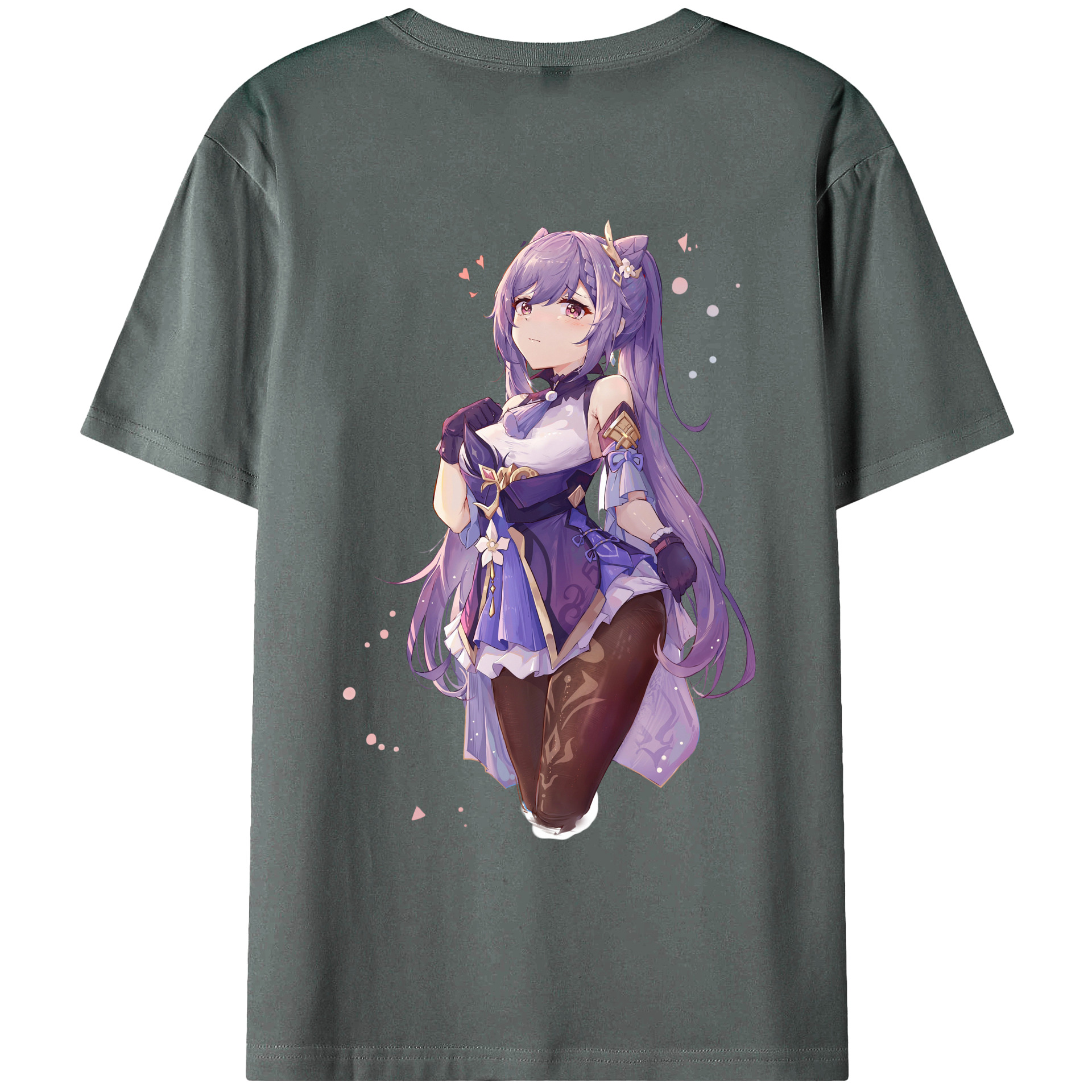 げんし神 刻晴 こくせい genshin Kokusei 綿100％ メンズ半袖Tシャツ（バックプリント） 通気性